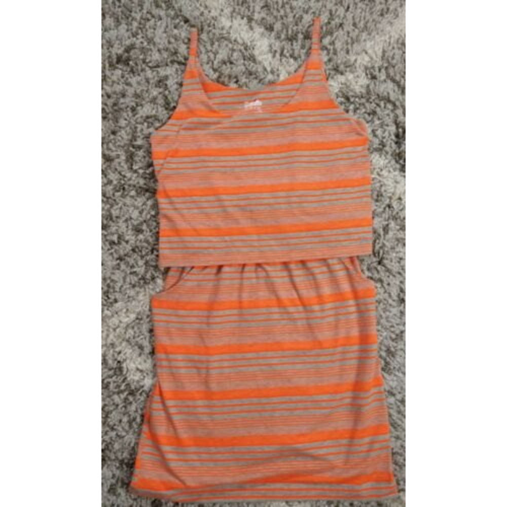 Women's Kavu Orange & Gray Thin Straps Short Dress XXS